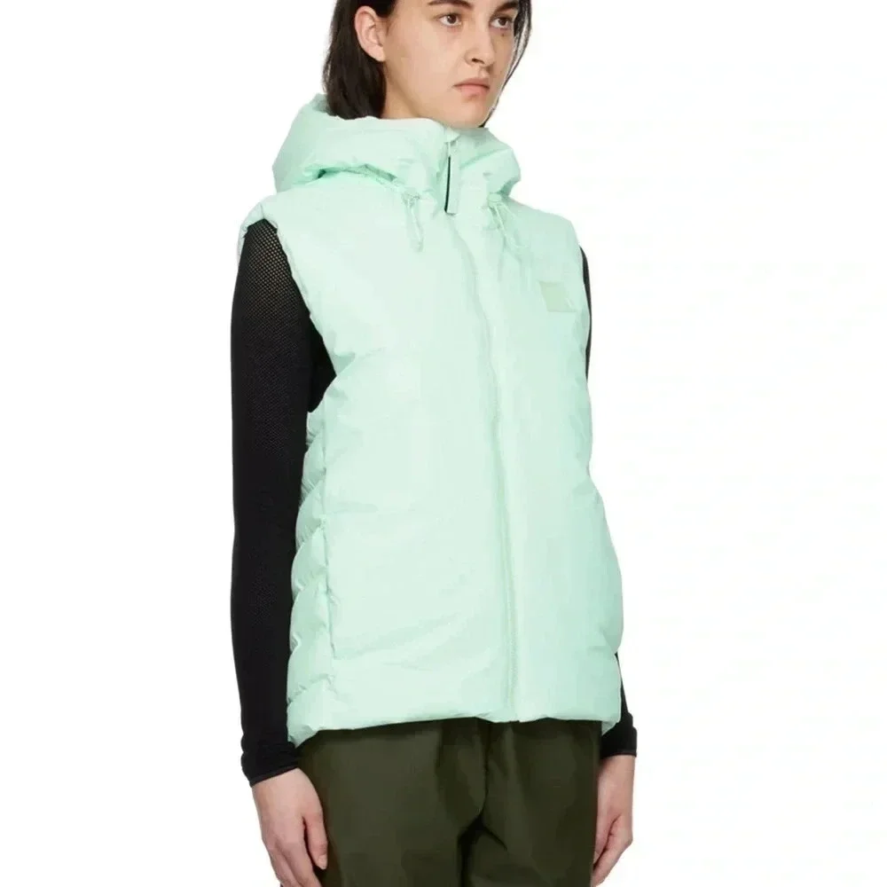 NWT Rains Loop Vest Waterproof, Windproof Hood Mineral Green Large Full Zip